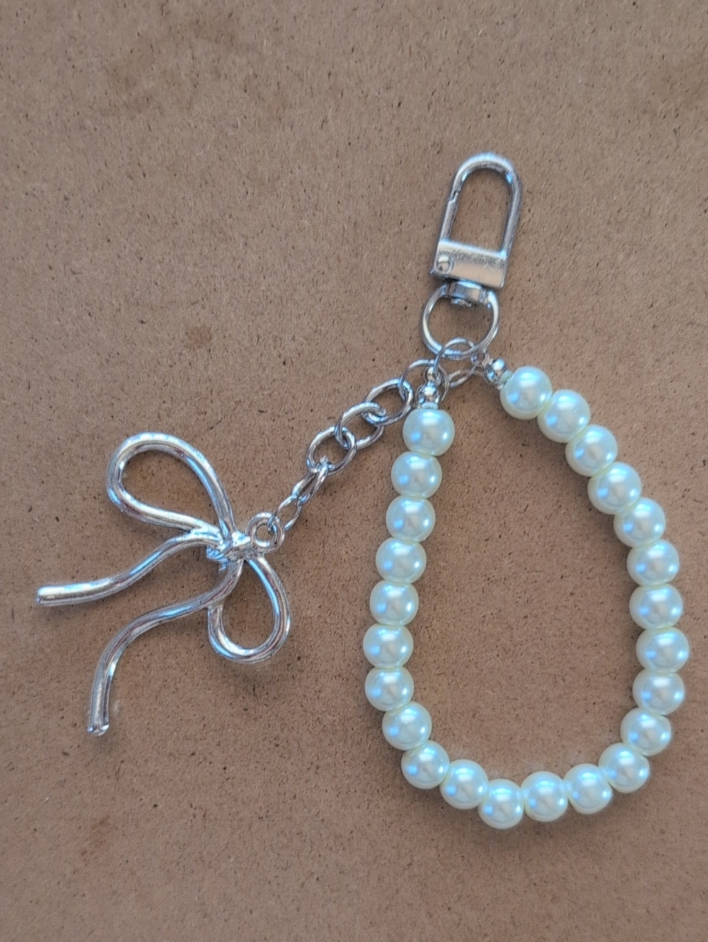 Pearl Beaded Bow Keychain Zipper Pull Charm
